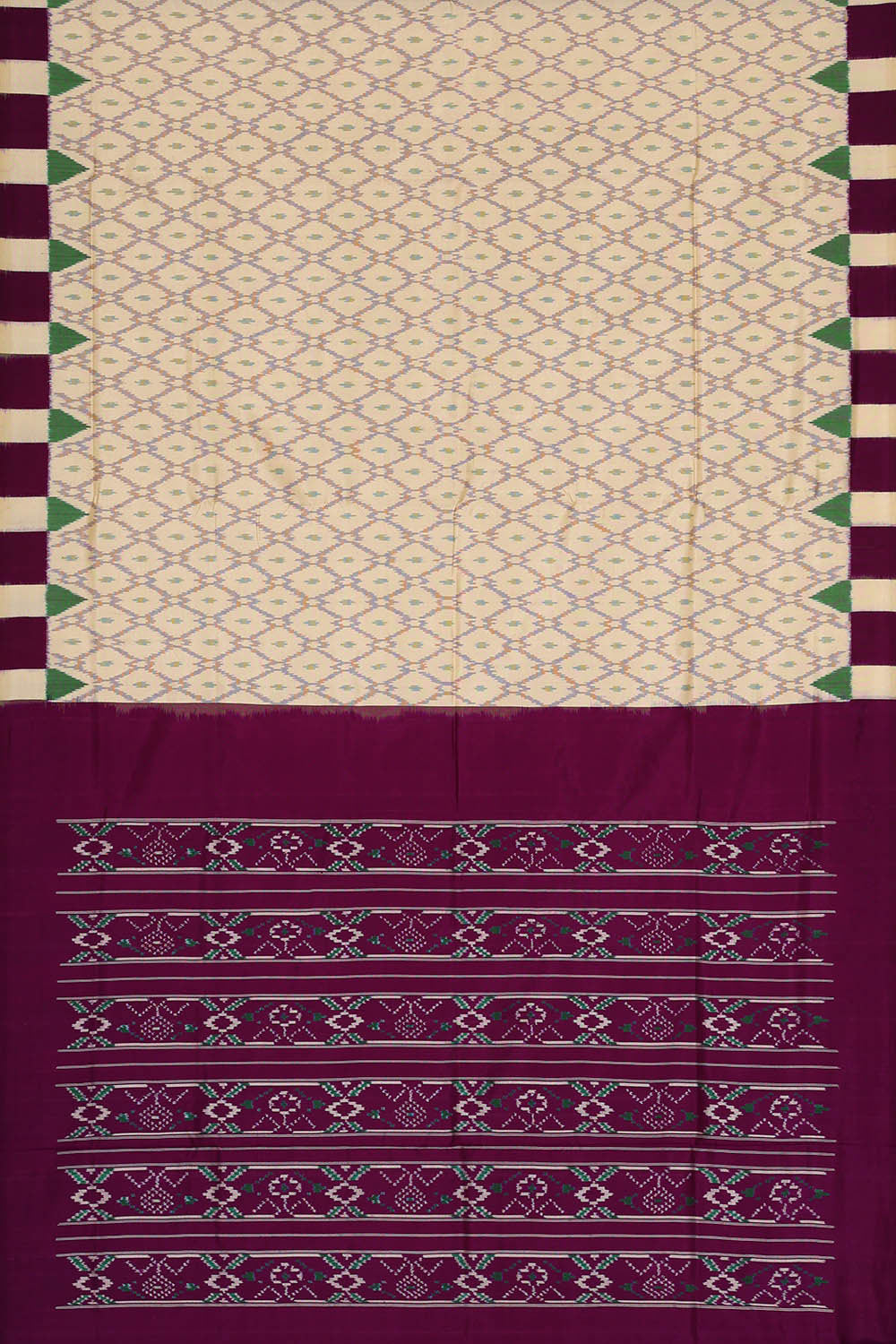 Ikat Cream Saree