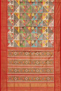 Image of Rajkot Patola Tissue Multicolour Saree