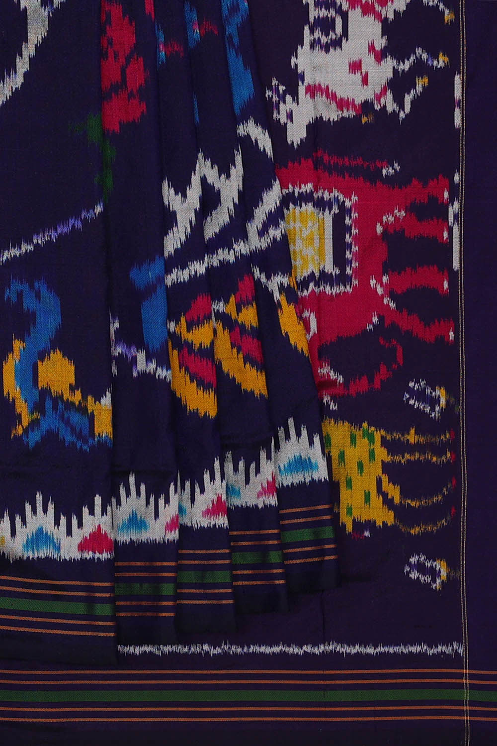 Image of Ikat Navy Blue Saree