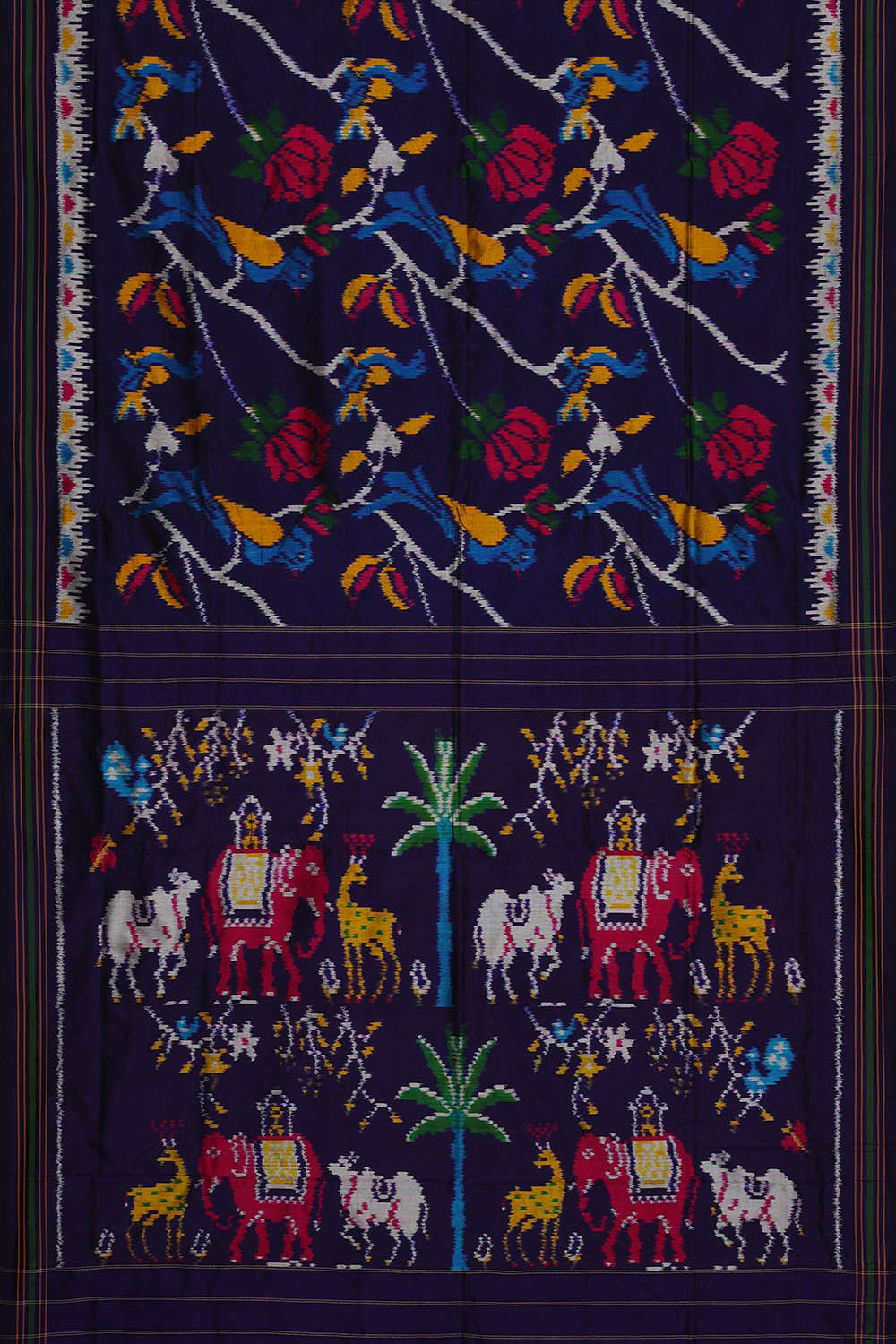 Image of Ikat Navy Blue Saree