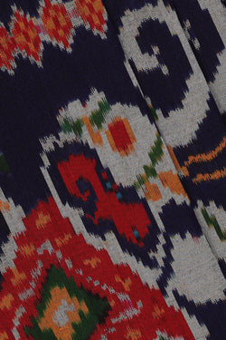 Image of Ikat Navy Blue Saree