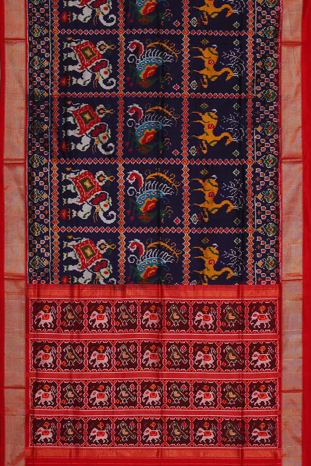 Ikat Navy Blue Saree
