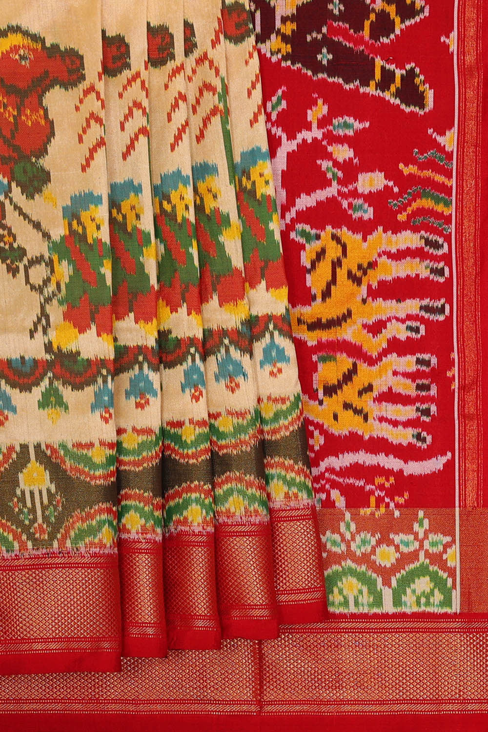 Image of Ikat Cream Saree