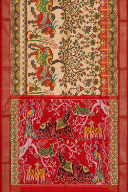 Image of Ikat Cream Saree
