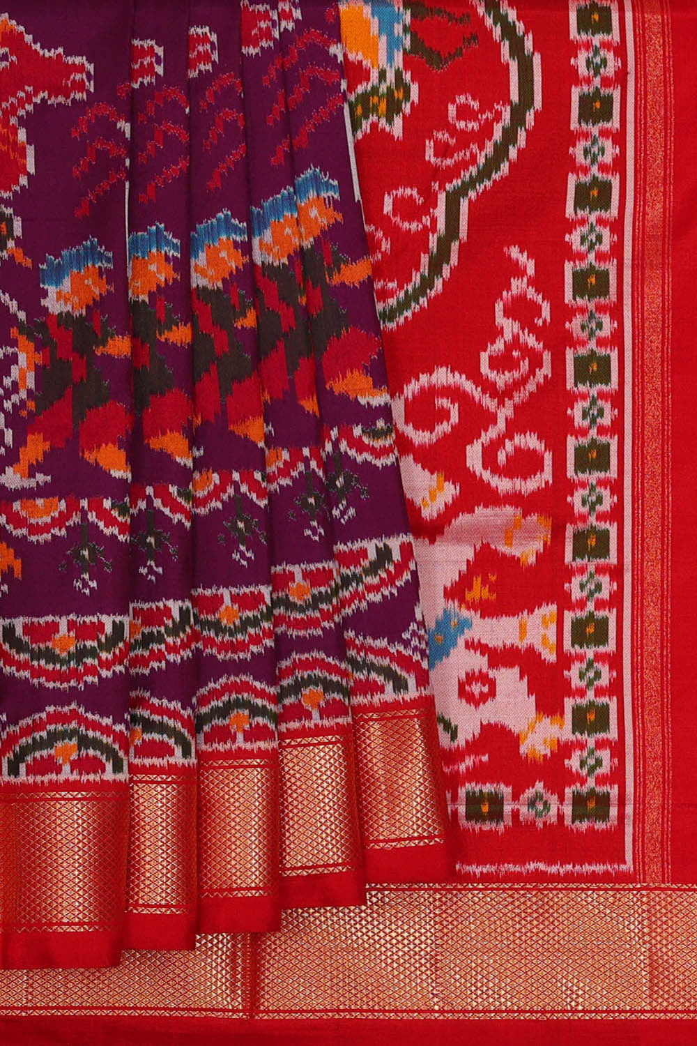 Ikat Violet Saree