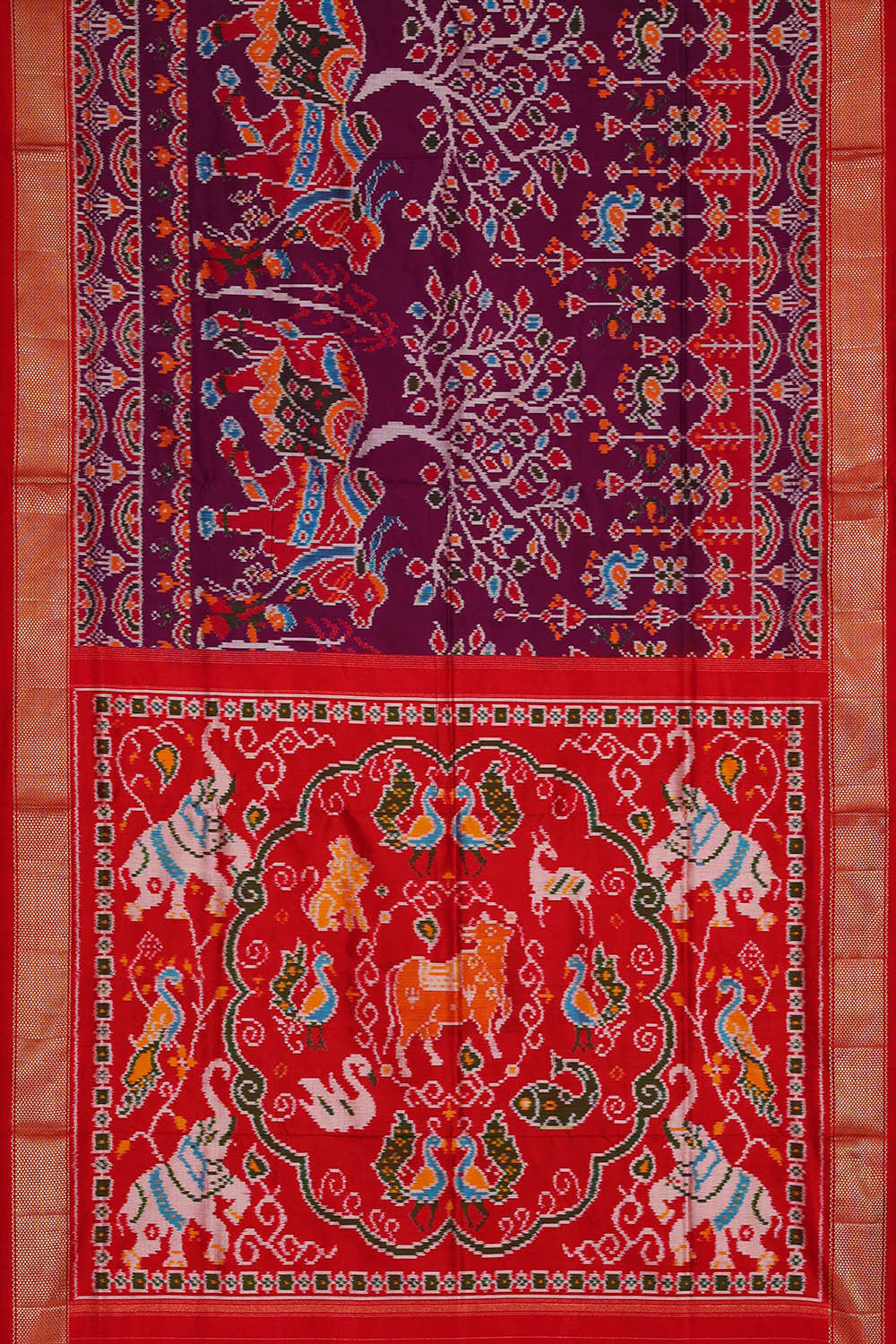 Ikat Violet Saree