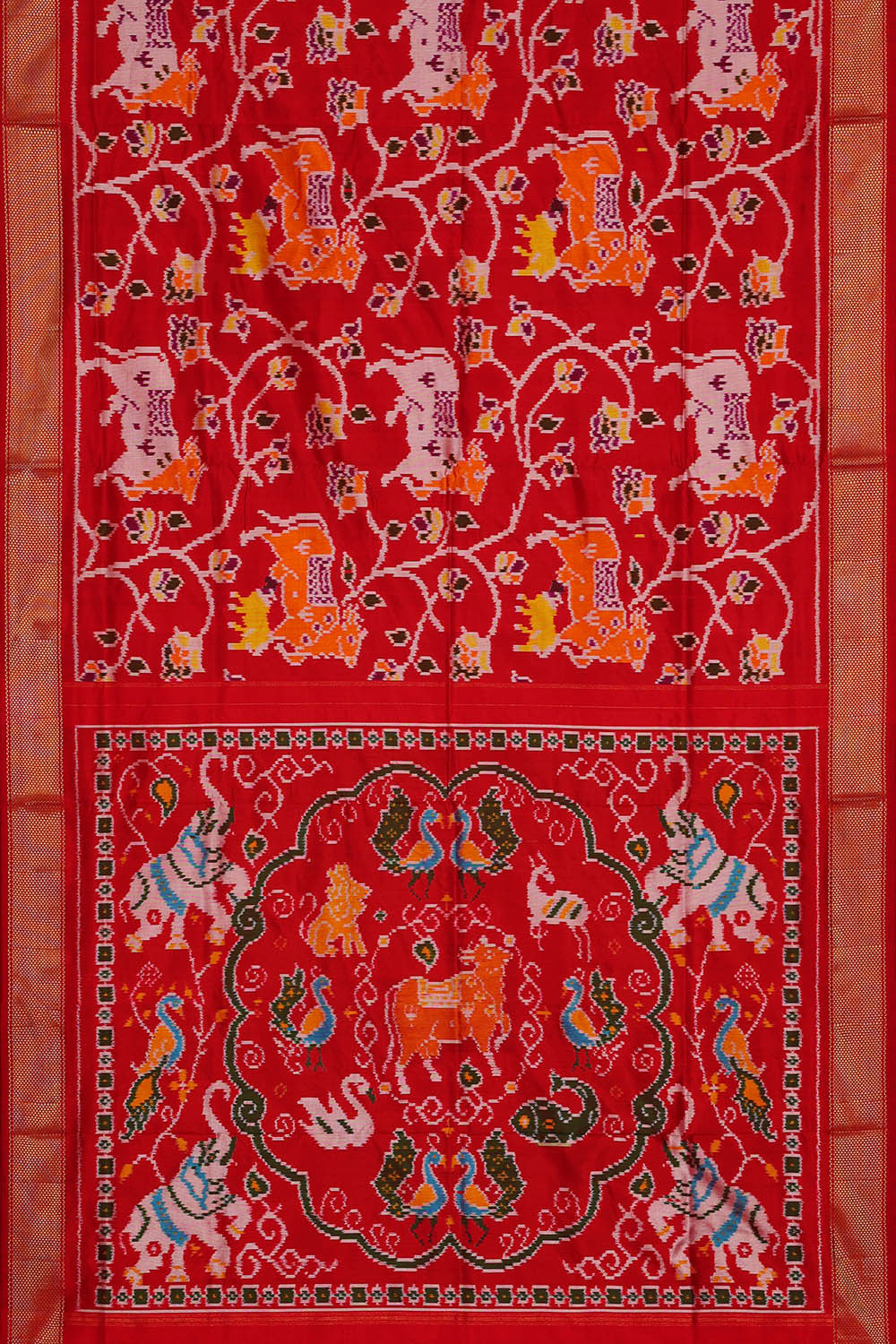 Ikat Red Saree
