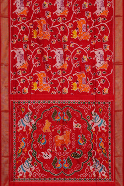 Image of Ikat Red Saree
