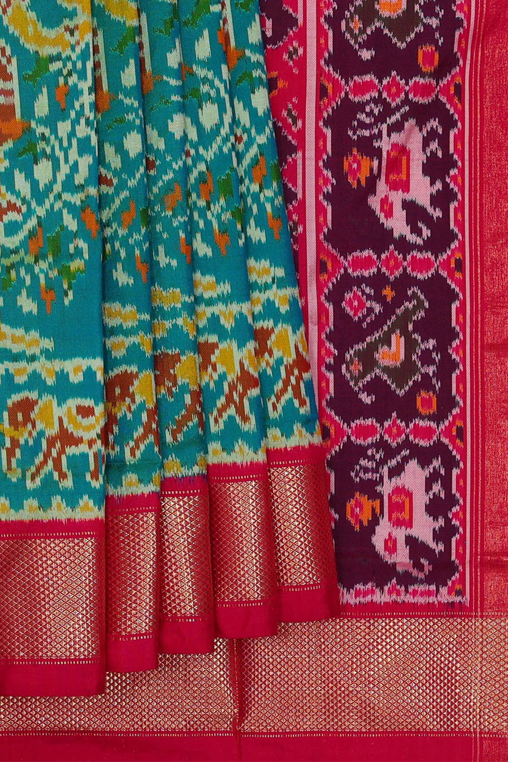 Image of Ikat Blue Saree