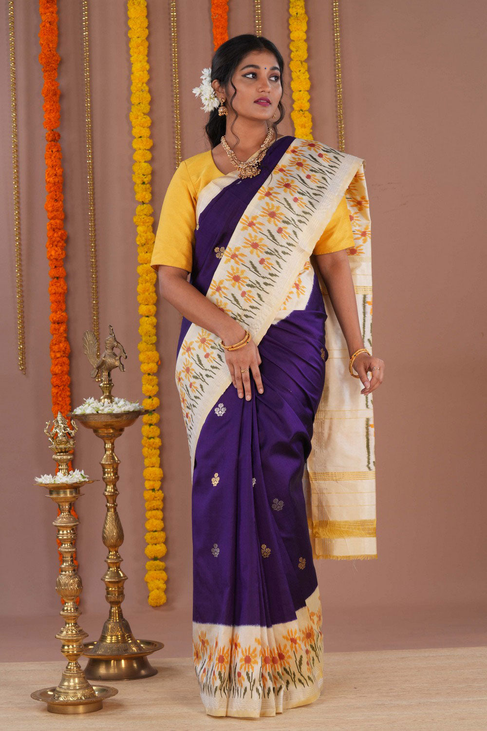 Image of Ikat Violet Saree
