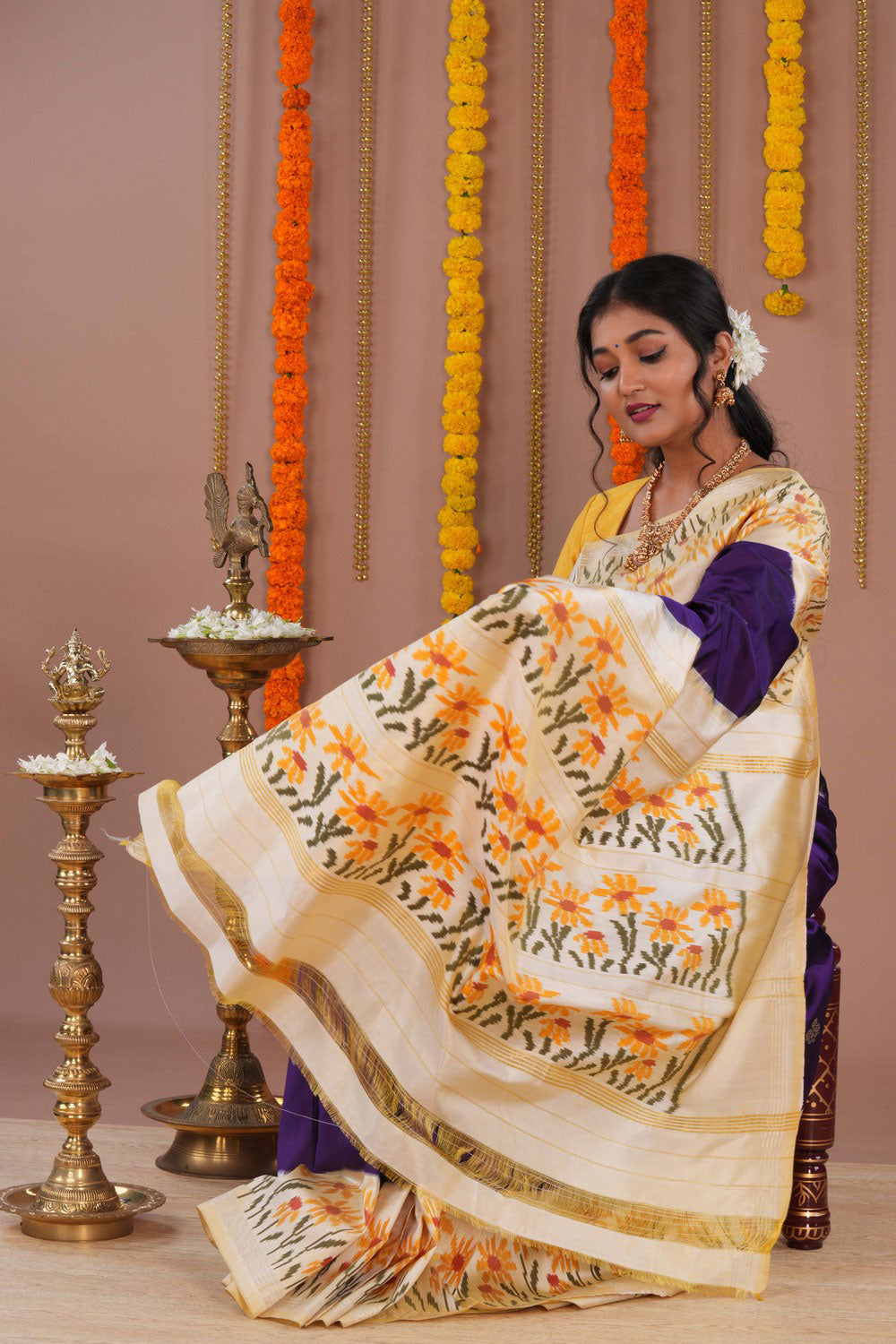 Image of Ikat Violet Saree