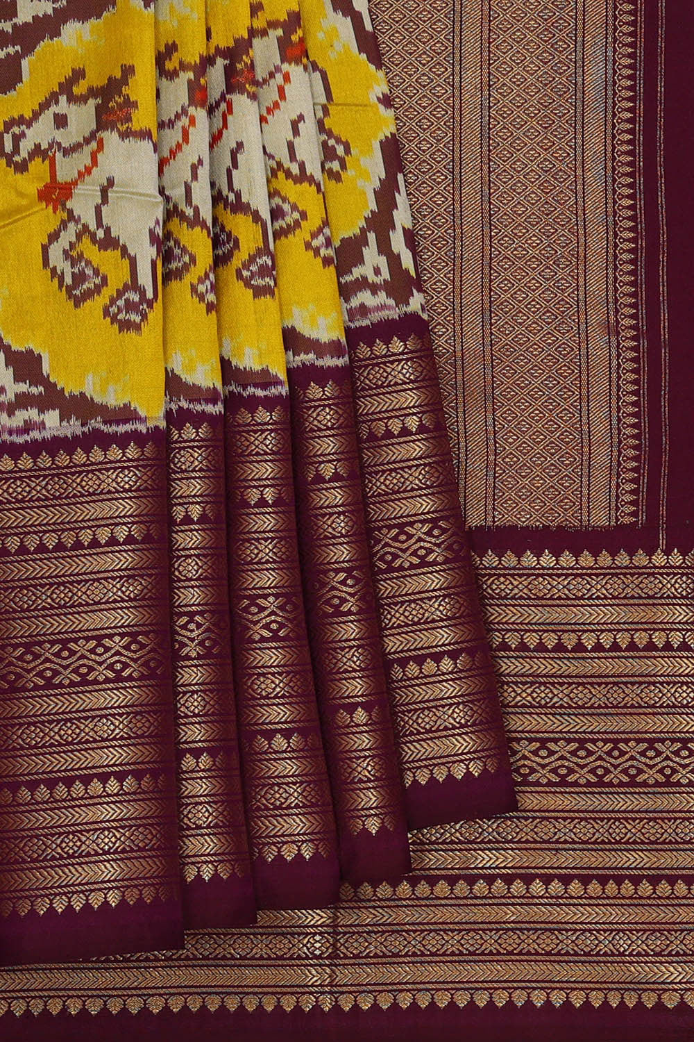 Image of Ikat Yellow Saree