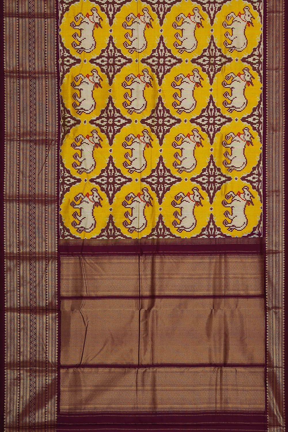 Image of Ikat Yellow Saree