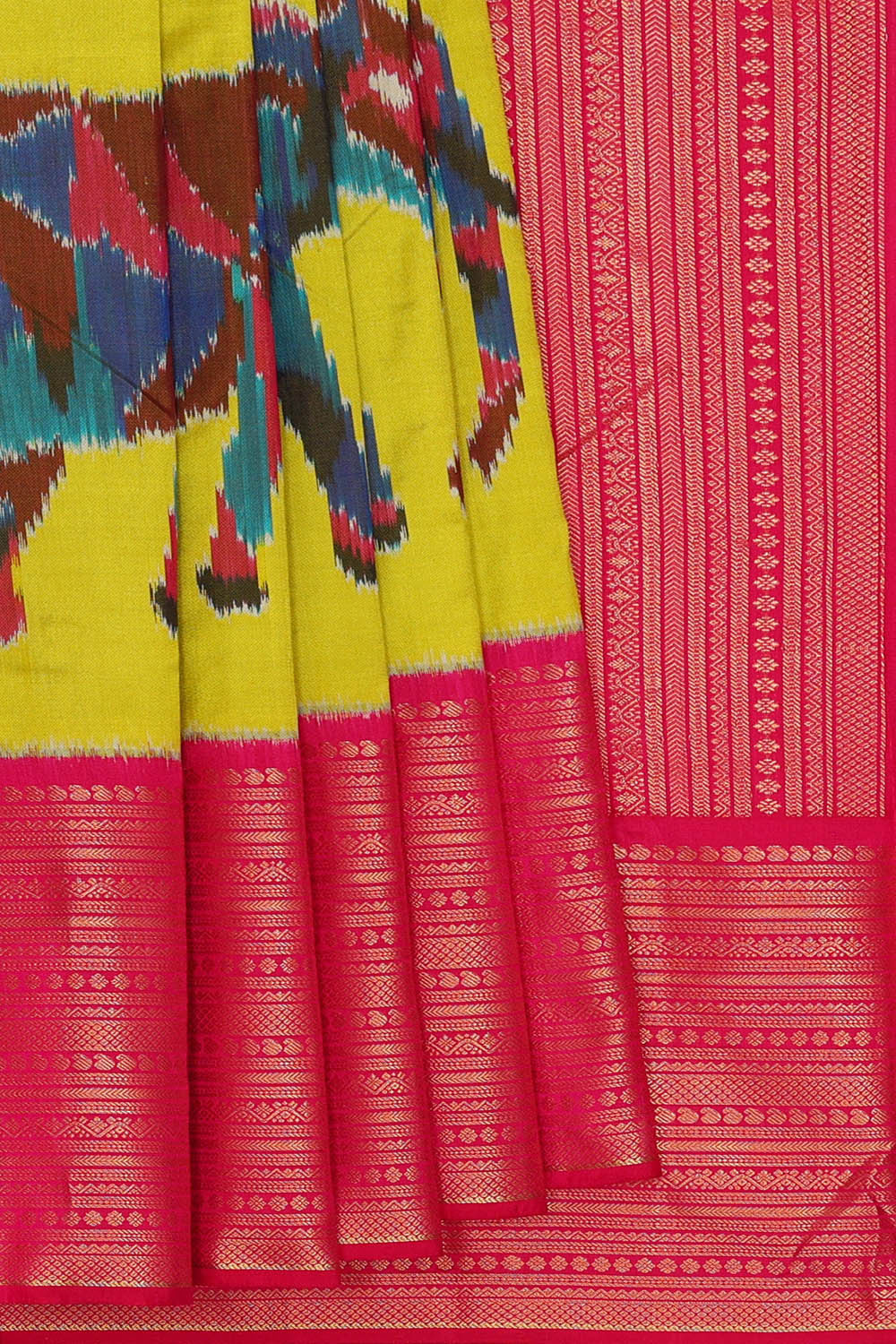 Image of Ikat Yellow Saree