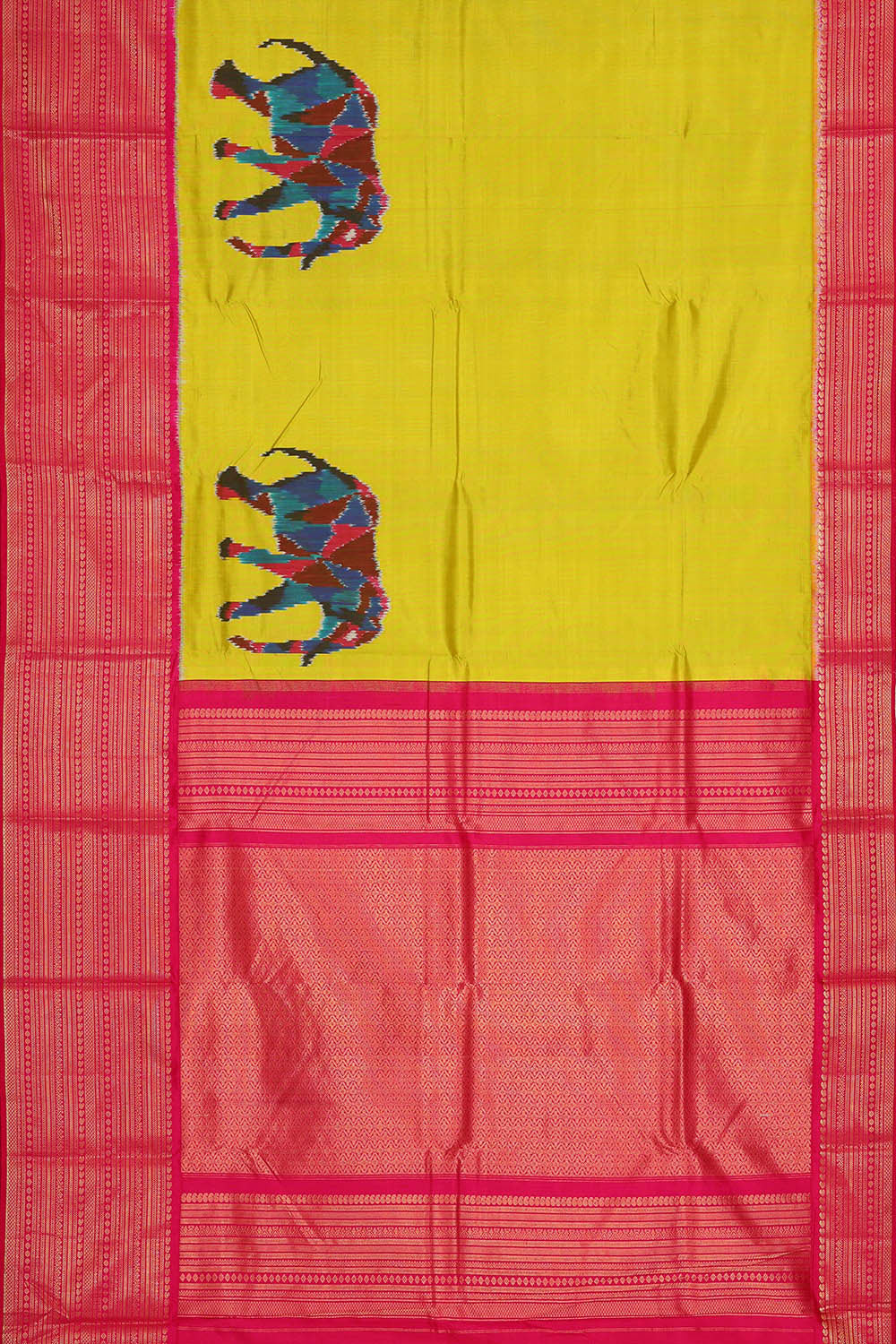 Image of Ikat Yellow Saree