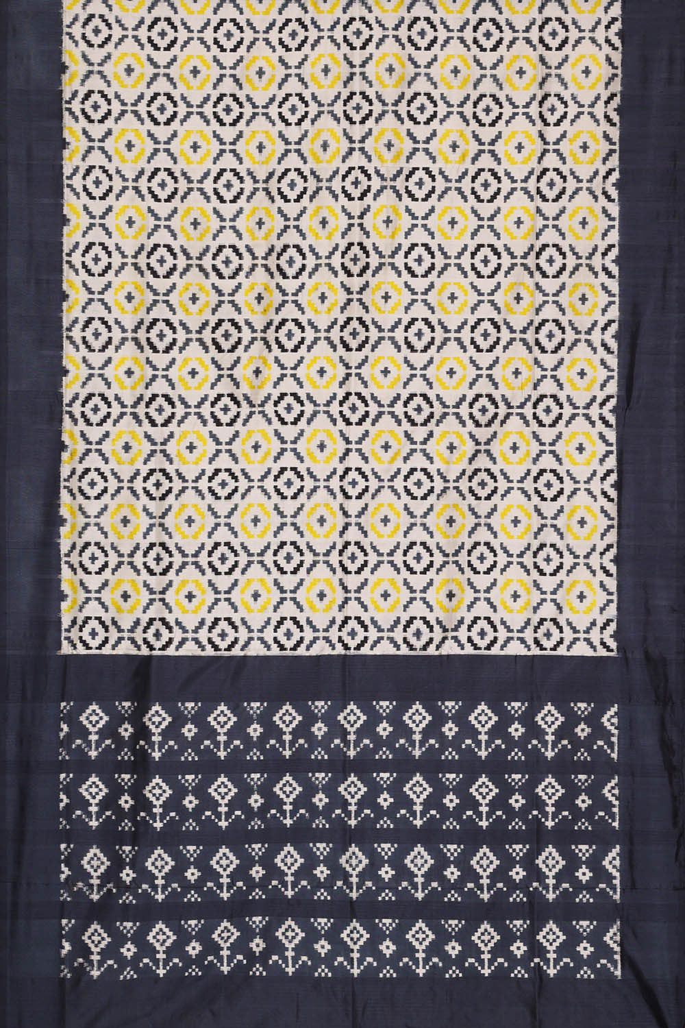 Ikat White Saree