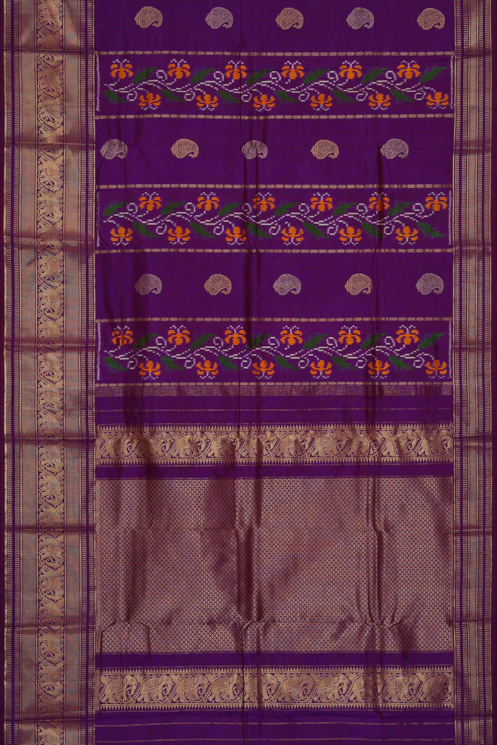 Ikat Purple Saree