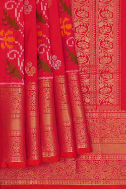 Image of Ikat Pinkish Red Saree