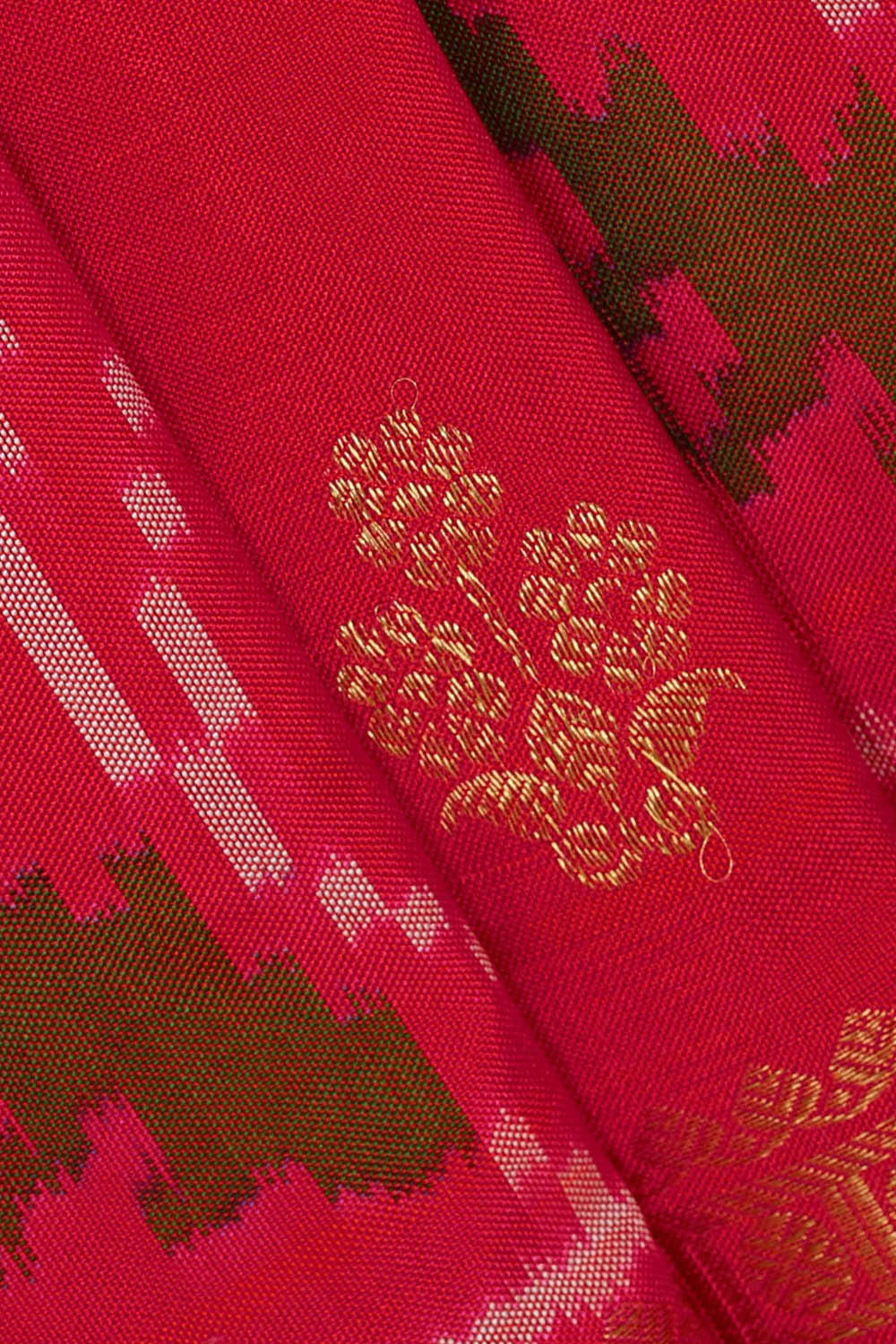 Ikat Pinkish Red Saree