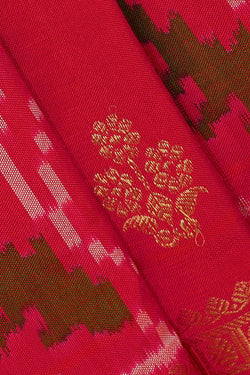 Image of Ikat Pinkish Red Saree