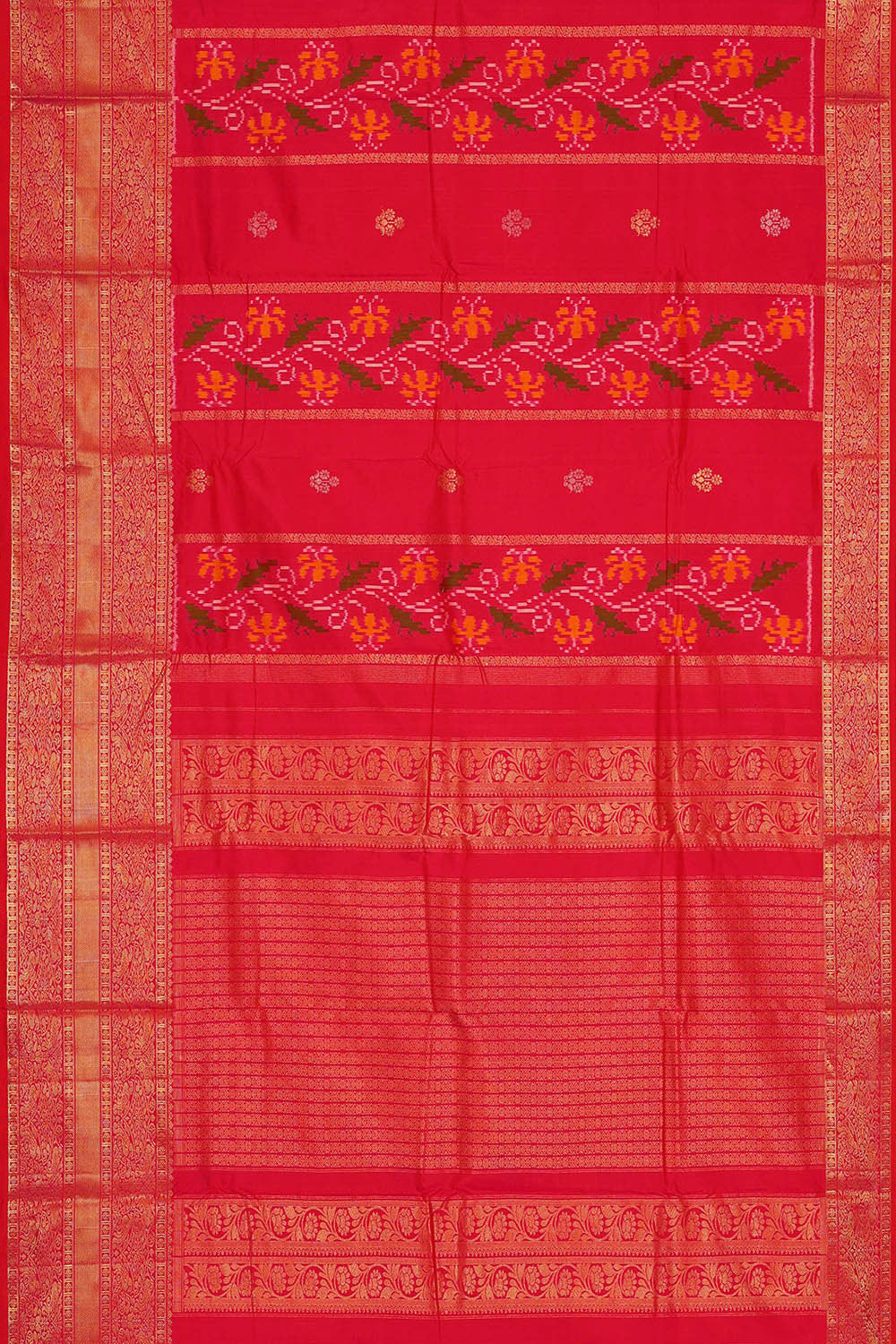 Ikat Pinkish Red Saree
