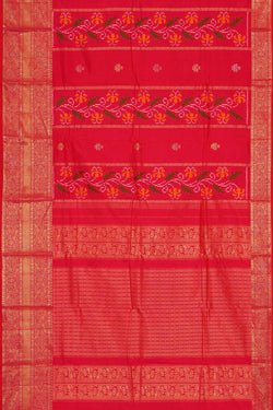 Image of Ikat Pinkish Red Saree