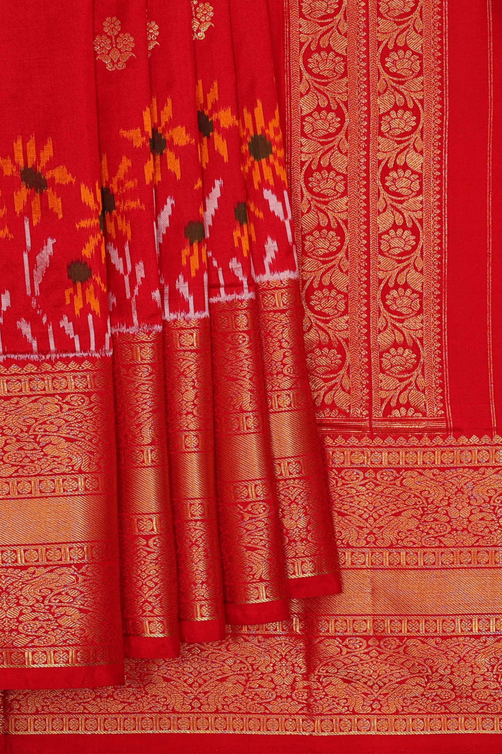 Ikat Red Saree