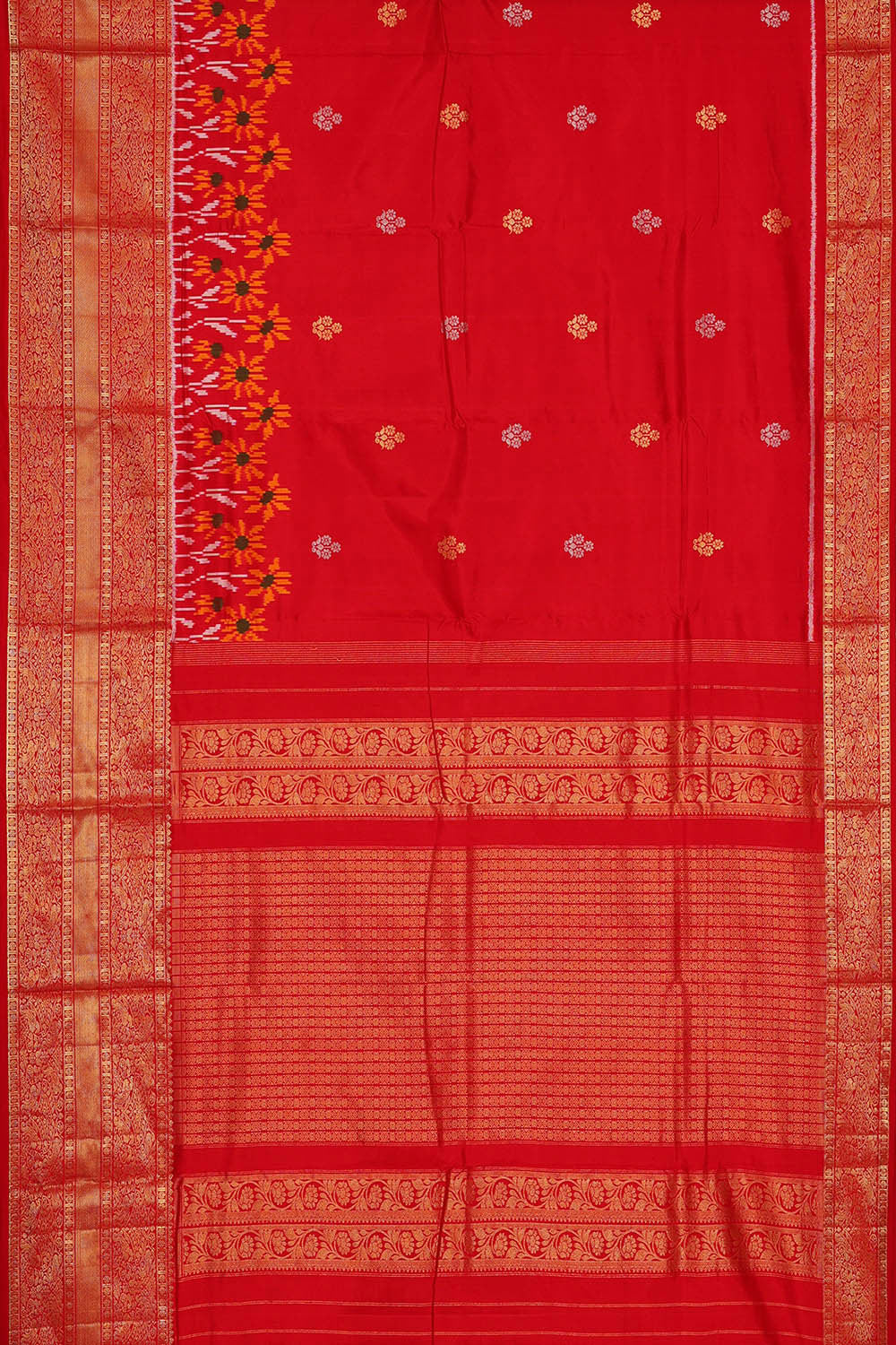 Ikat Red Saree