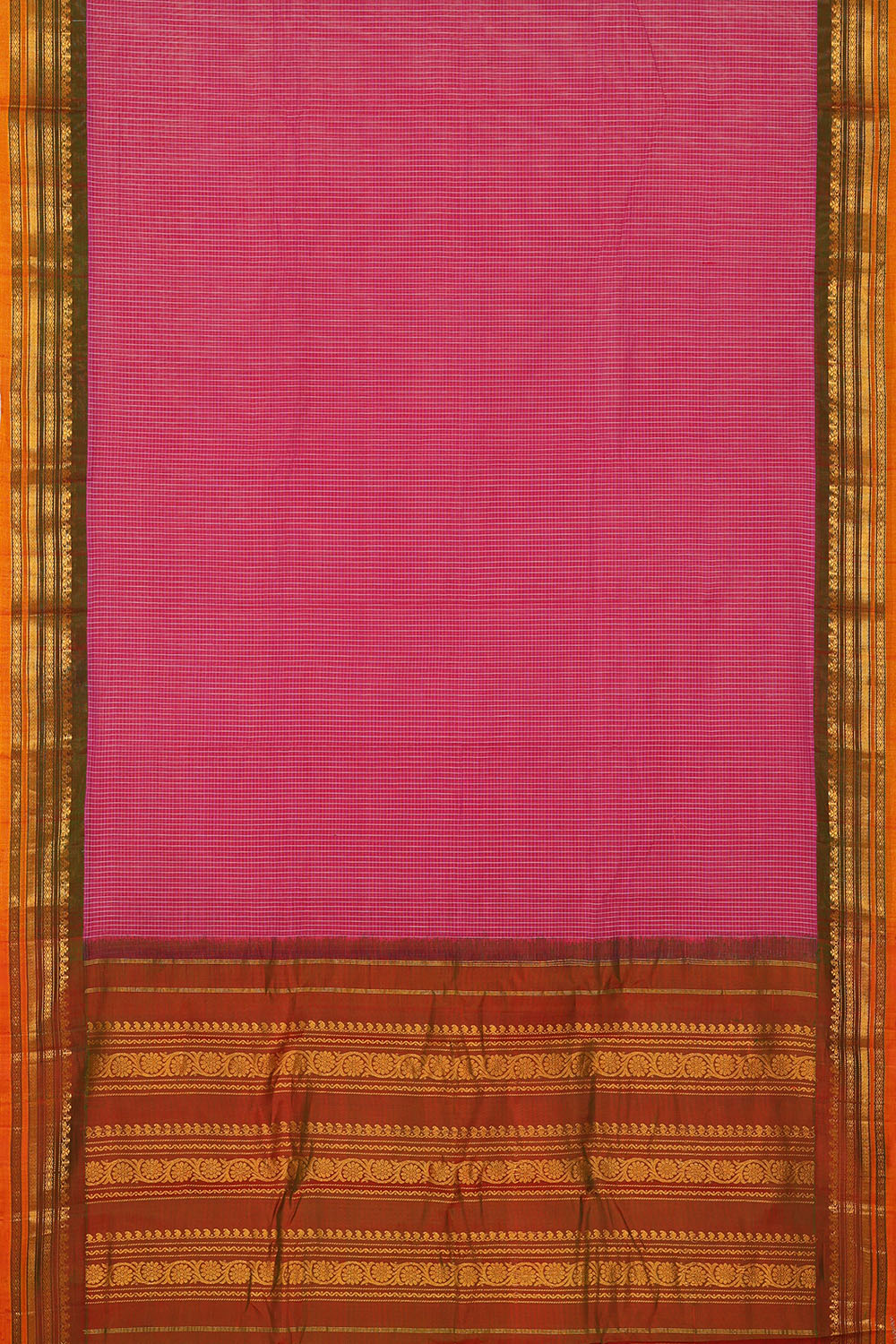 Image of Purple Cotton Gadwal Saree
