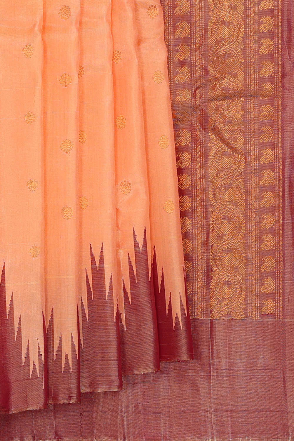 Image of Gadwal Silk Peach Saree