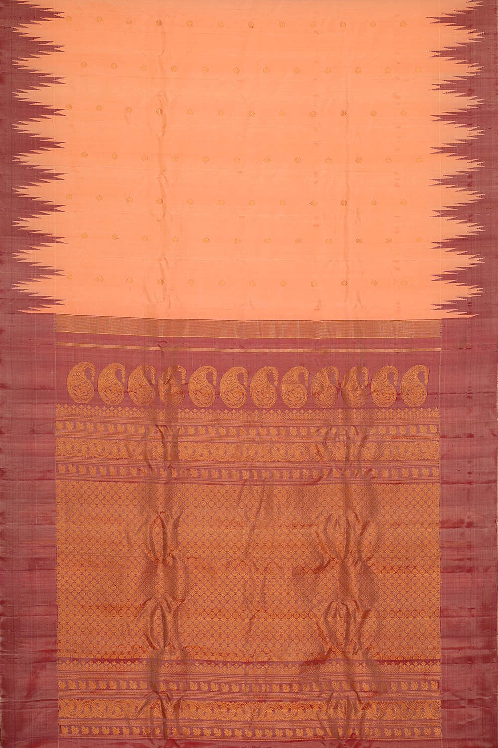Image of Gadwal Silk Peach Saree