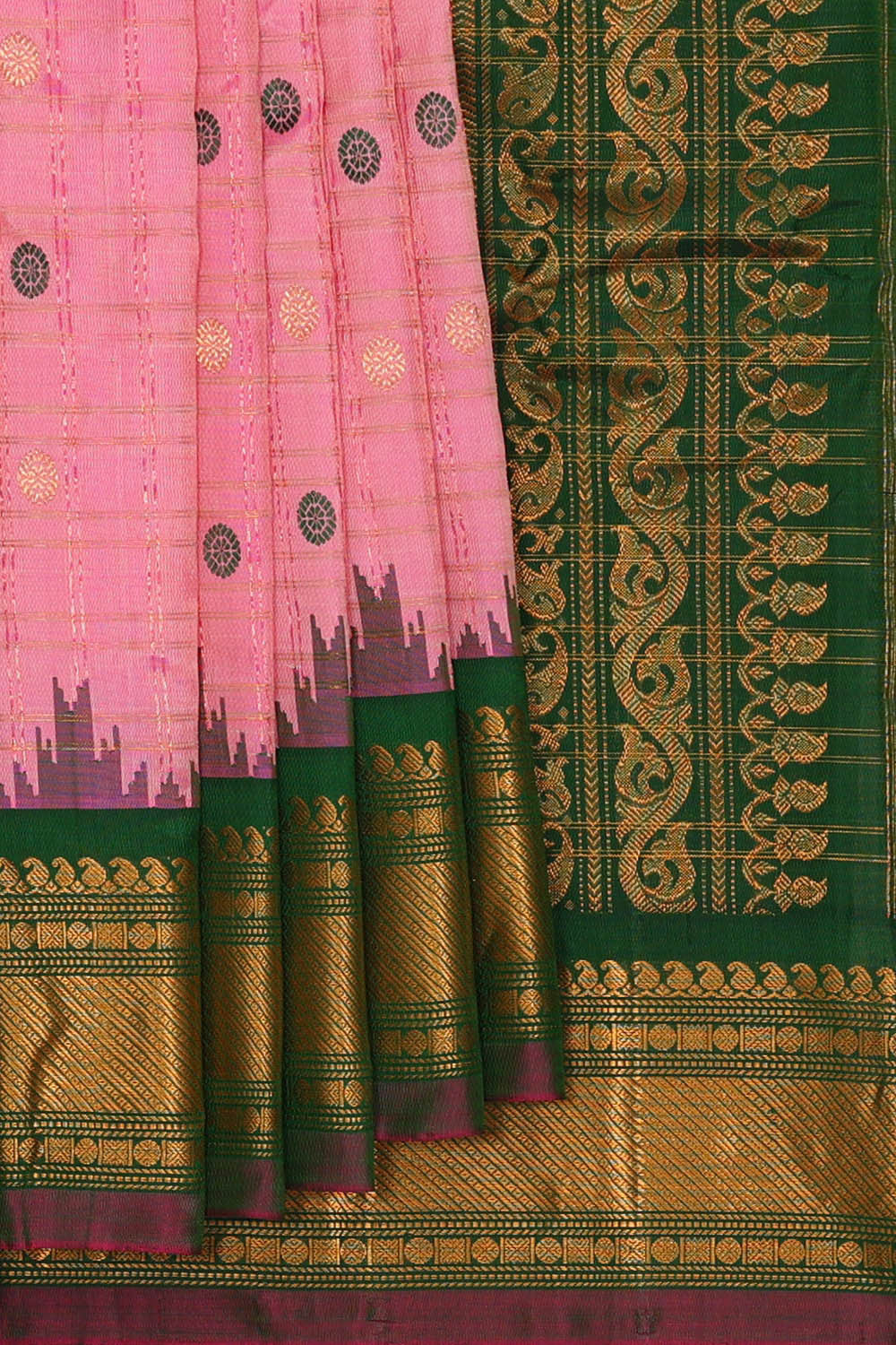 Image of Gadwal Silk Pink Saree