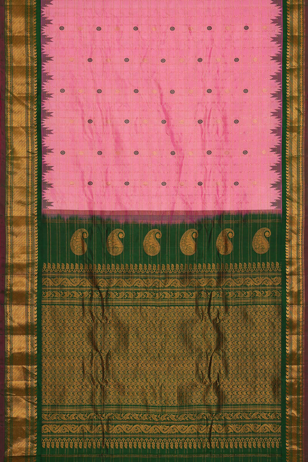 Image of Gadwal Silk Pink Saree