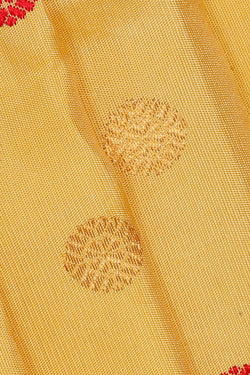 Image of Gadwal Silk Creamy Yellow Saree