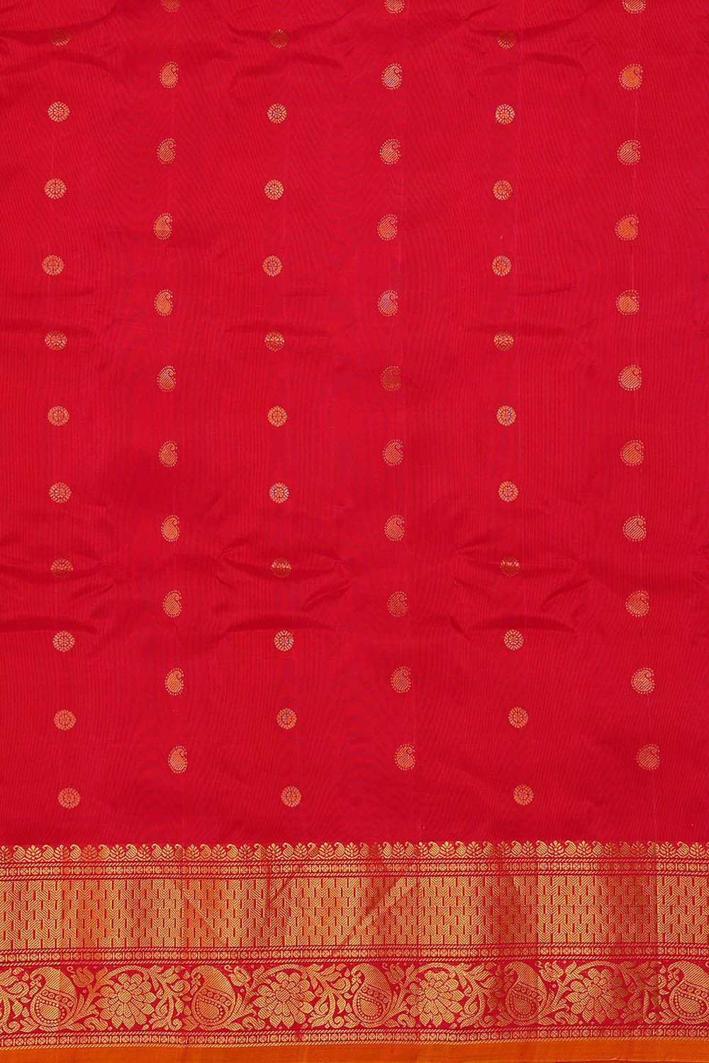 Image of Gadwal Silk Creamy Yellow Saree