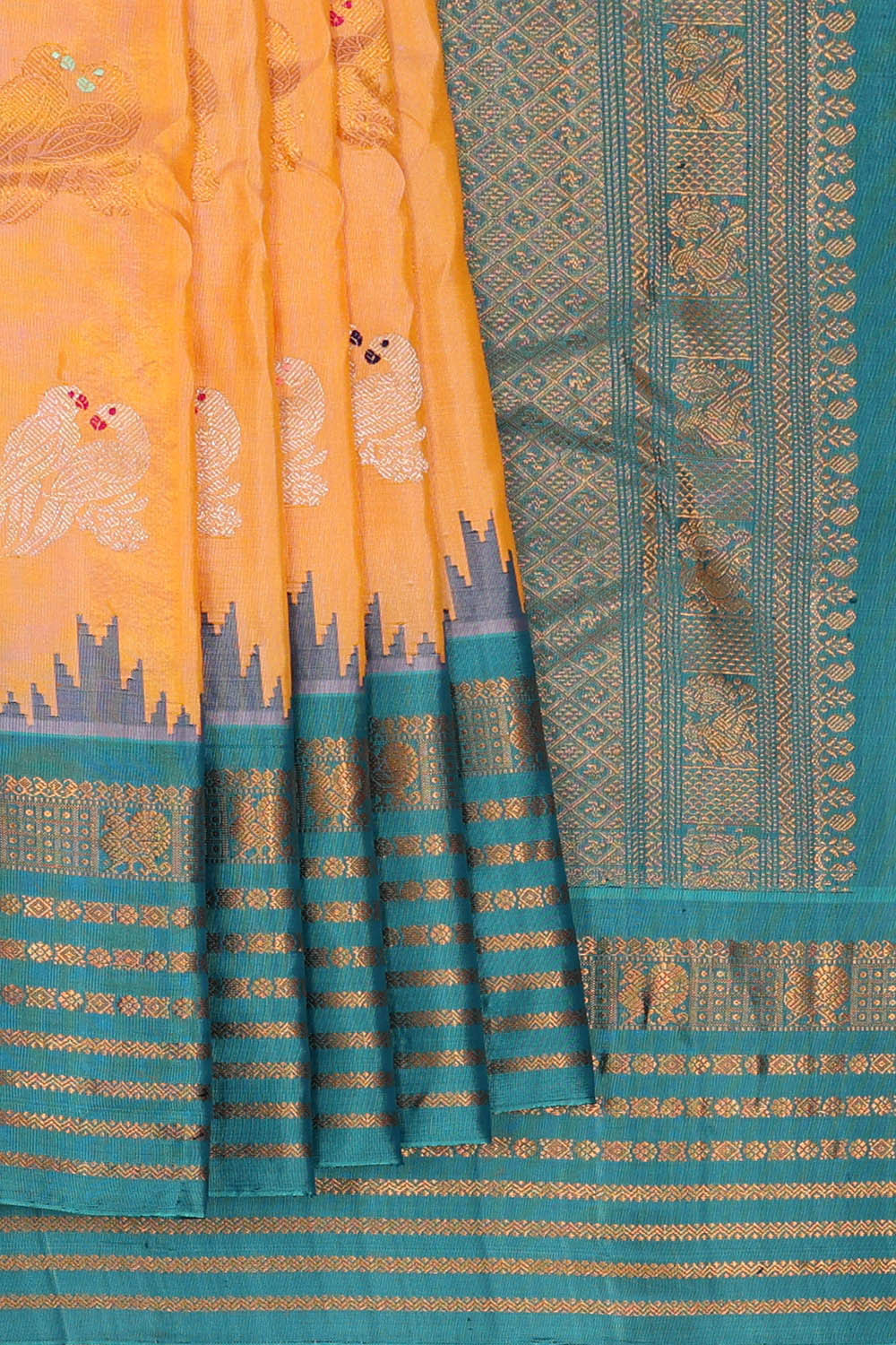Image of Gadwal Silk Light Peach Saree