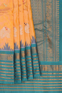 Image of Gadwal Silk Light Peach Saree
