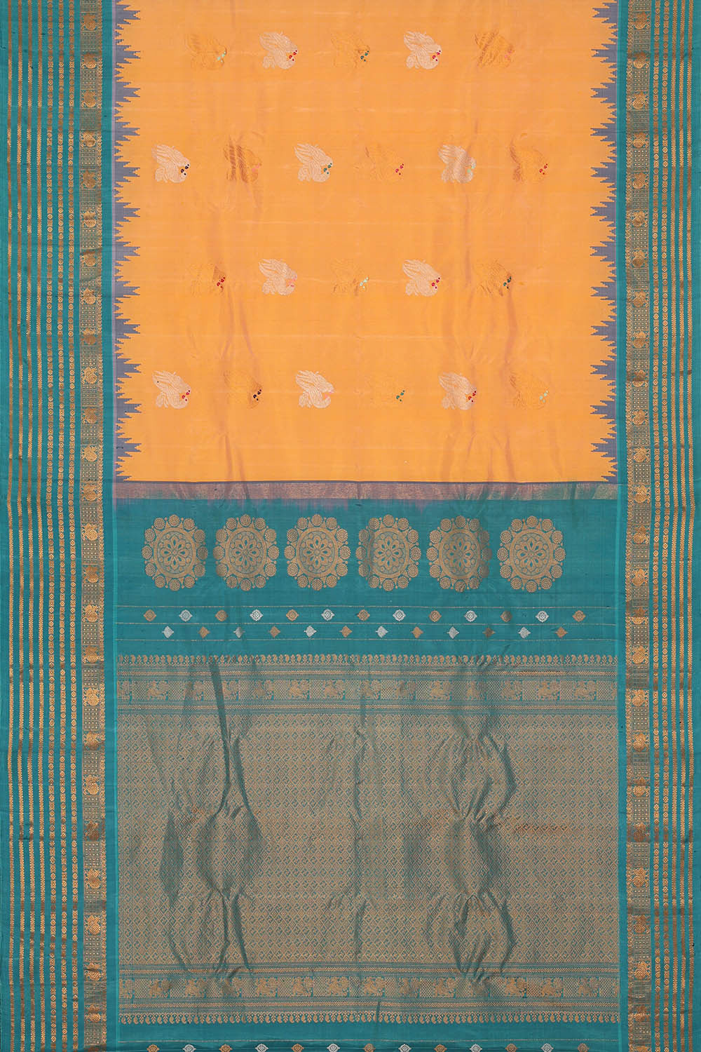 Image of Gadwal Silk Light Peach Saree