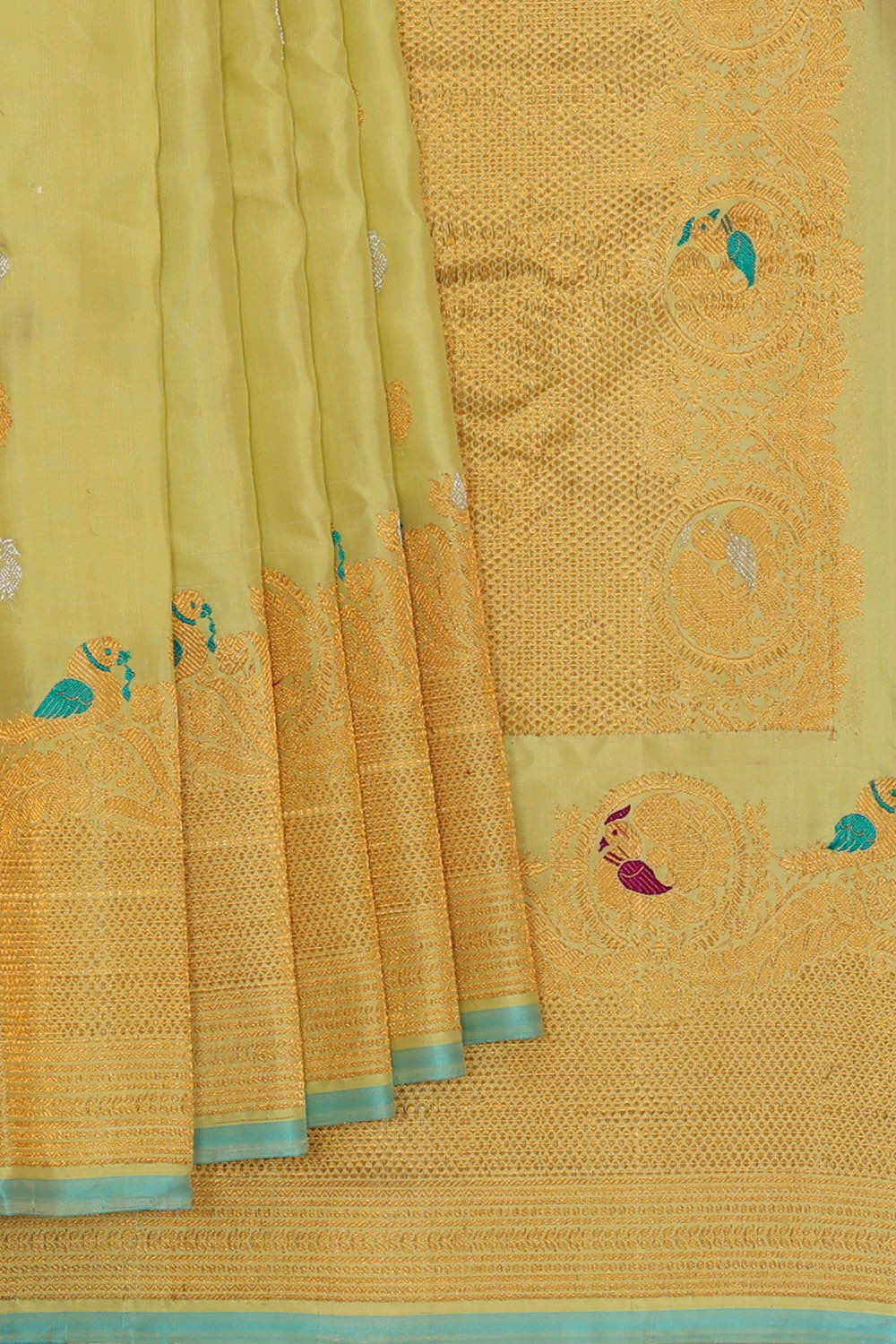 Image of Gadwal Silk Light Yellow Saree