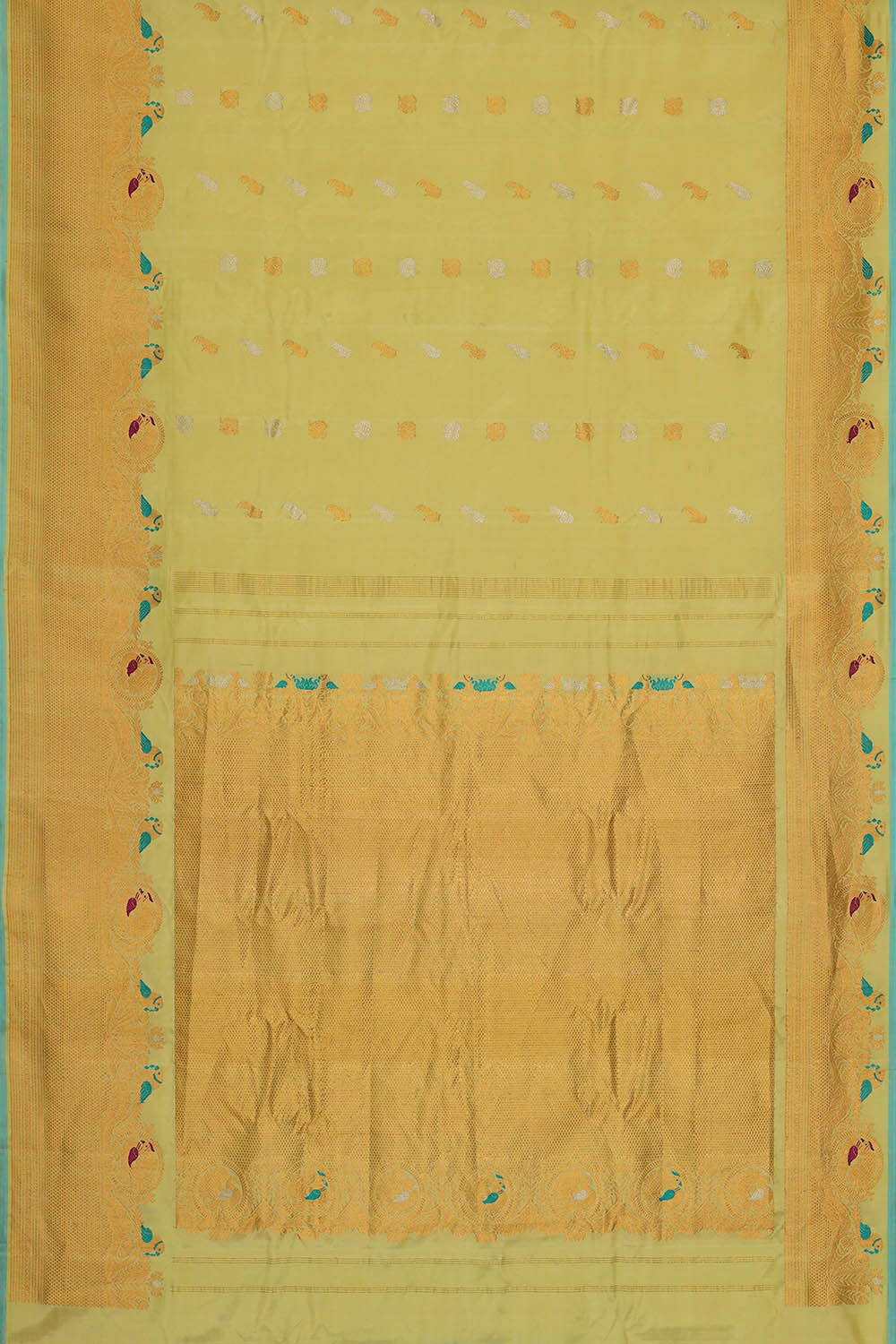 Image of Gadwal Silk Light Yellow Saree