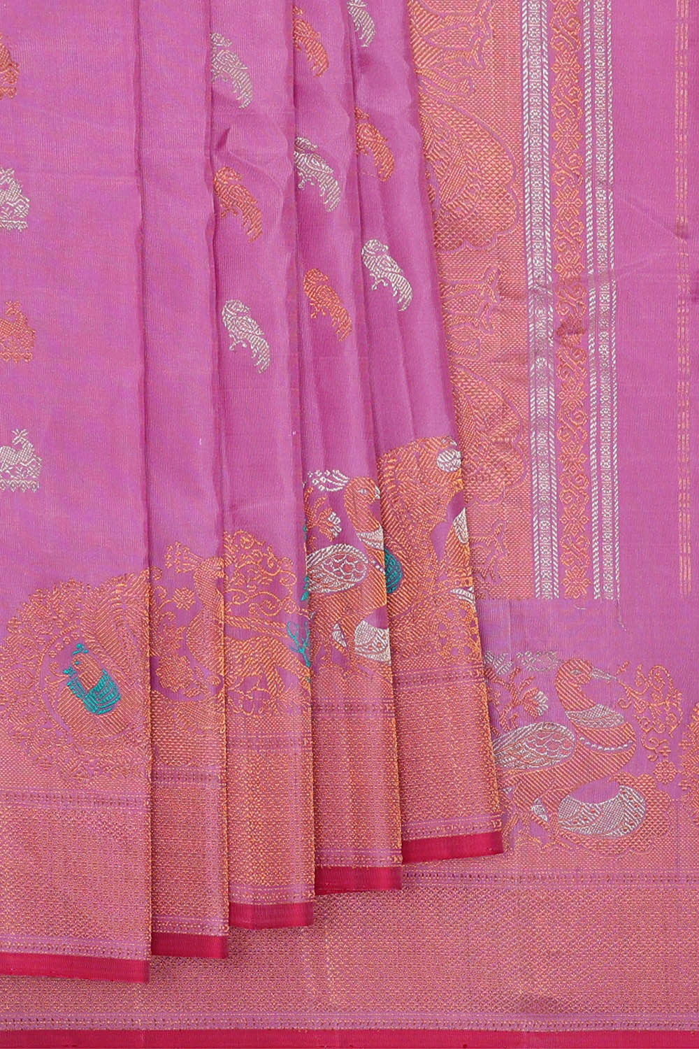 Image of Gadwal Silk Lavender Pink Saree