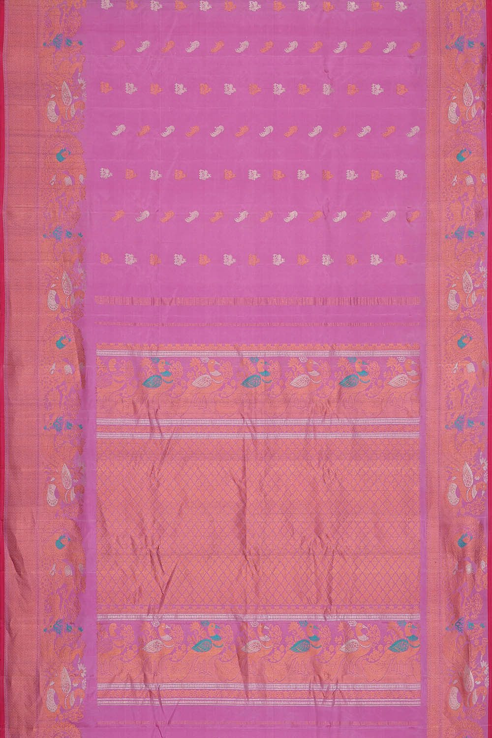 Image of Gadwal Silk Lavender Pink Saree