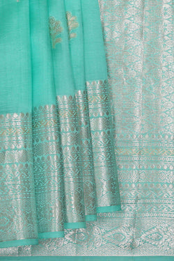 Image of Turquoise Blue Silk Saree