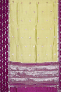 Image of Greenish Yellow Silk Saree