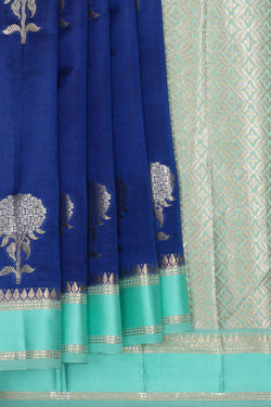 Image of Dark Blue Silk Saree