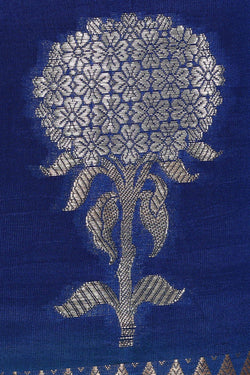 Image of Dark Blue Silk Saree