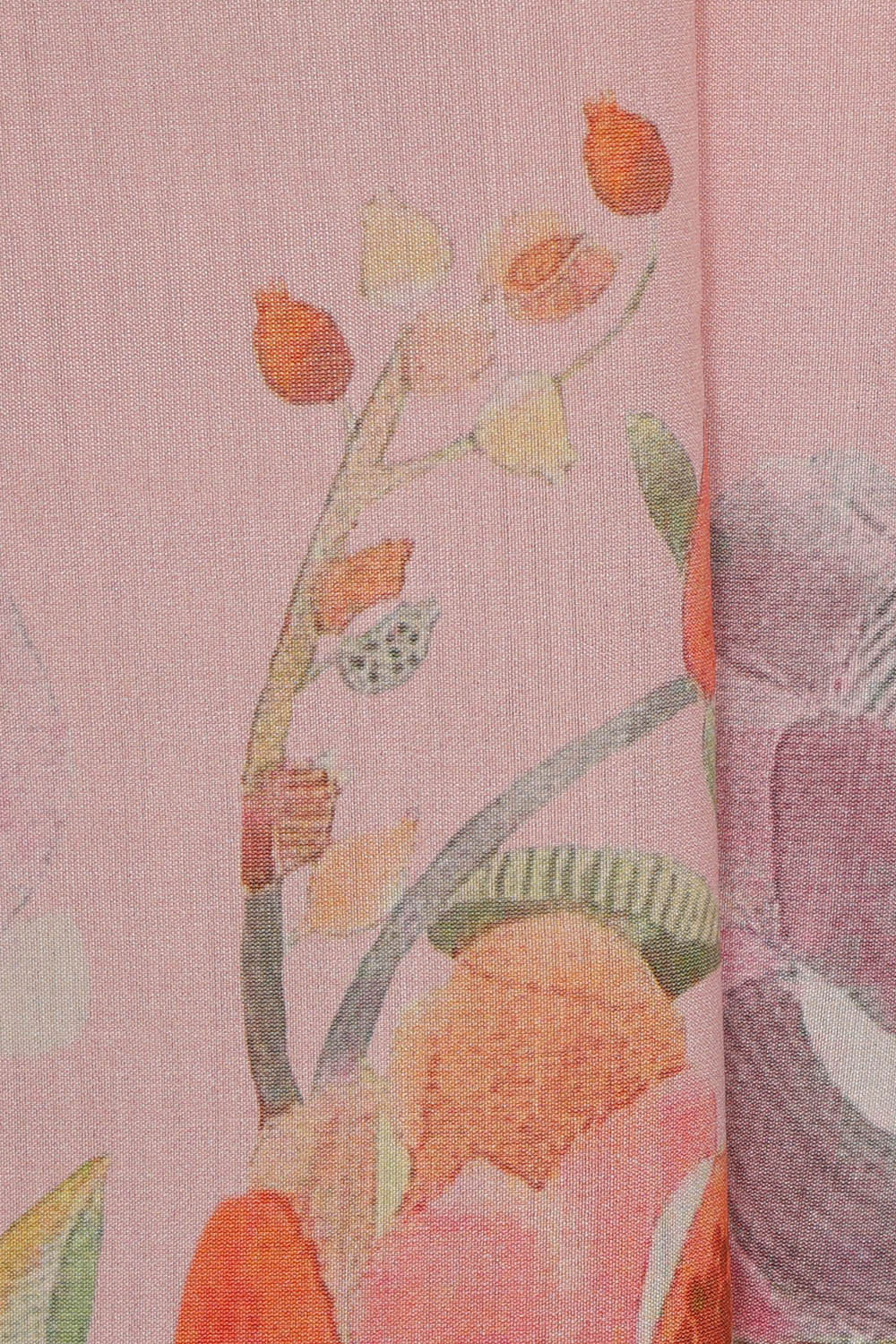 Printed Light Pink Silk Saree