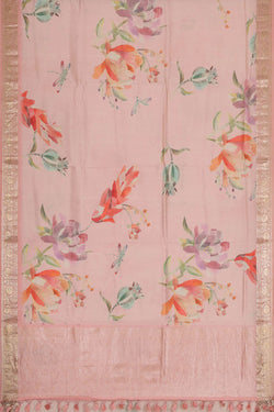 Image of Printed Light Pink Silk Saree
