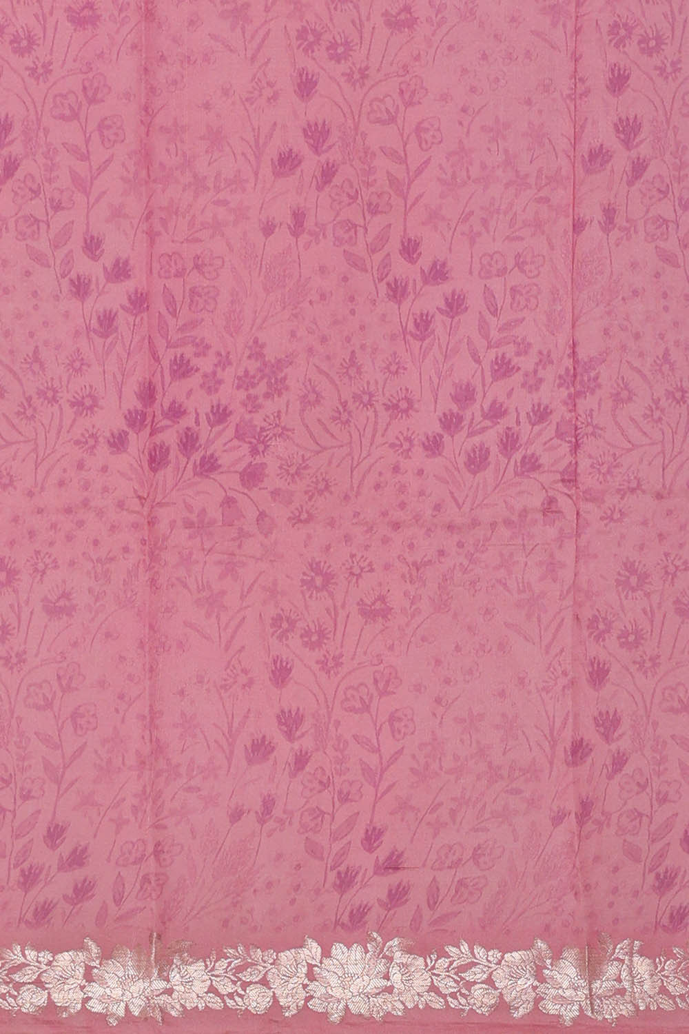 Image of Printed Pink Silk Saree