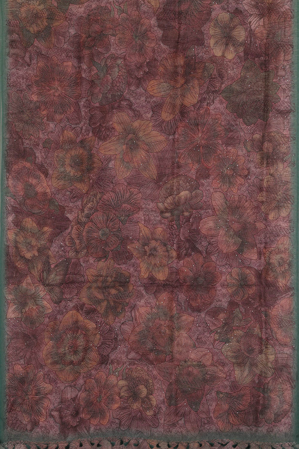 Printed Banarasi Organza Peach Pink Saree
